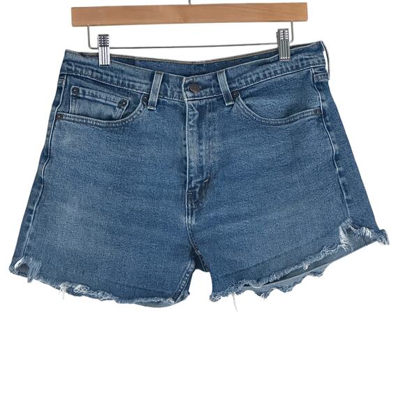 Levi's Pants - Levi's 505 Jean Shorts Womens 32 Blue High Rise Raw Hem Casual Rockabilly